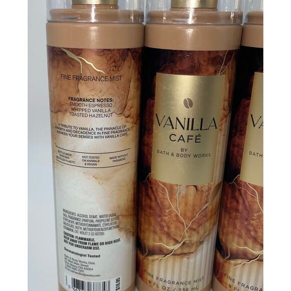 Bath & Body Works Vanilla Cafe Fine Fragrance Mist 8oz Espresso Hazelnut Lot x3 - Picture 4 of 7